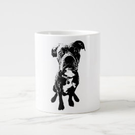 Caneca De Café Grande Sitting Dog Mug – Minimalist Black Ink Portrait