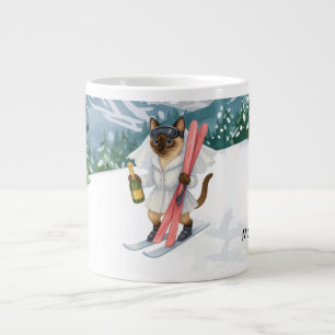 Caneca De Café Grande Ski Cat está esquiando na festa de despedida de so