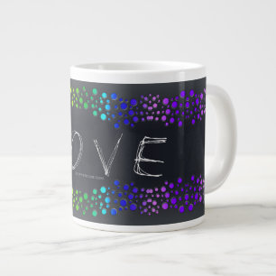 Caneca De Café Grande SlipperyJoe ama bolhas vermelho laranja amarelo ve