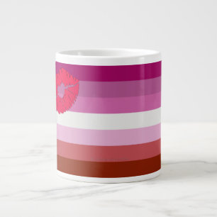 Caneca De Café Grande SlipperyJoe lipstick lésbica orgulho bandeira femi