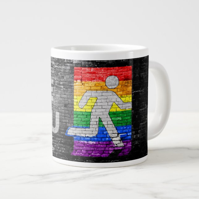 Caneca De Café Grande SlipperyJoe's Be You black brick wall andando figu (Frente Esquerda)