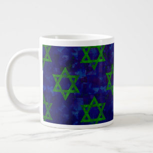 Caneca De Café Grande SlipperyJoe's Hanukkah fileiras verdes Estrelas de