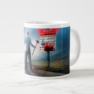 Caneca De Café Grande SlipperyJoe's olhos brilhantes de zumbis no Hallow
