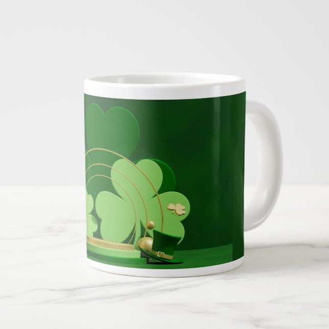 Caneca De Café Grande SlipperyJoe's Saint Patrick's Day three-leaf clove (Frente Esquerda)