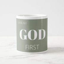 Slogan de Dizer de Fé Primeiro Deus Verde Sage Mod