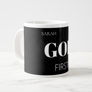 Caneca De Café Grande Slogan de Fé Moderno e Negrito Deus Primeiro