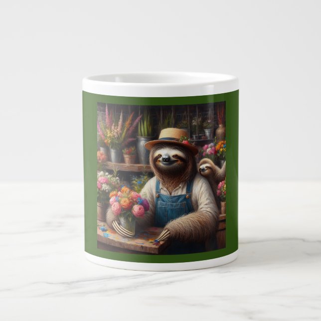 Caneca De Café Grande Sloth Florist (Frente)