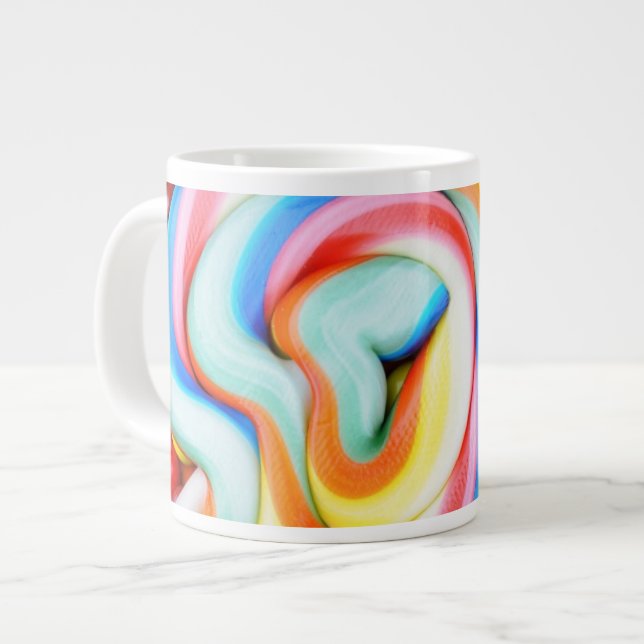 Caneca De Café Grande Smarties Lollipop E Multicoloridos (Frente Esquerda)