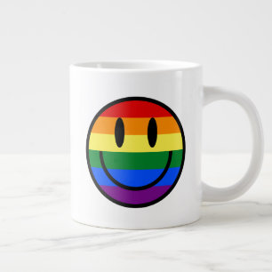 Caneca De Café Grande Smiley face arco-íris