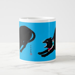 Caneca De Café Grande Snarling Hissing Black Japan Cat