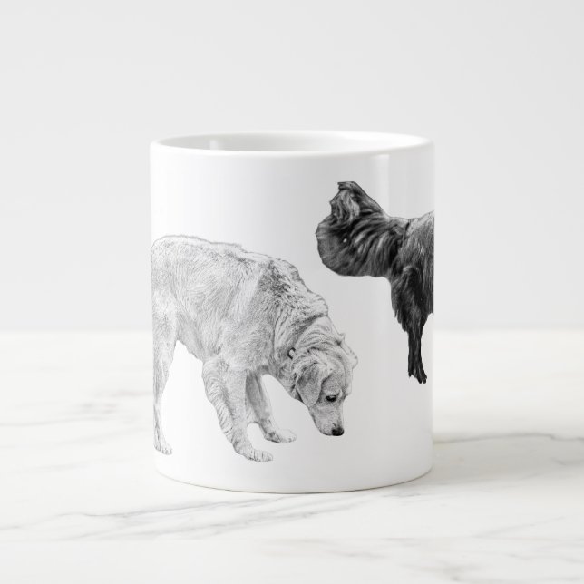 Caneca De Café Grande Sniffari de dois cães em grão fino (Frente)
