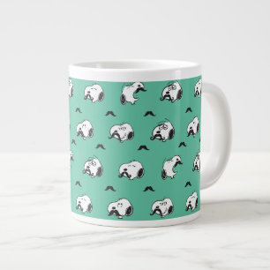 Caneca De Café Grande Snoopy Mustaches & Teal Patterno