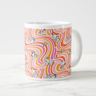 Caneca De Café Grande Snoopy & Woodstock Groovy Vibes Padrão Laranja