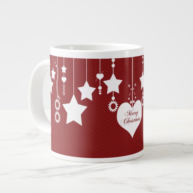 Caneca De Café Grande Snowflake Christmas Mug (Frente Esquerda)
