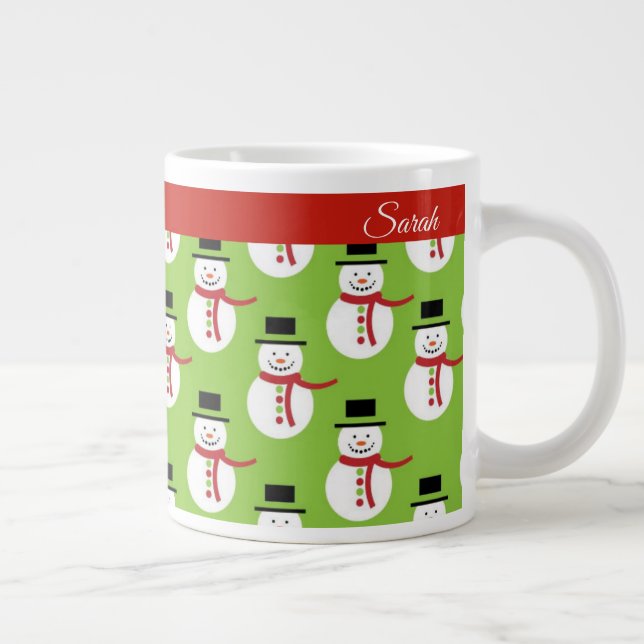 Caneca De Café Grande Snowman Christmas Personalize Name Graves Coffee (Direita)