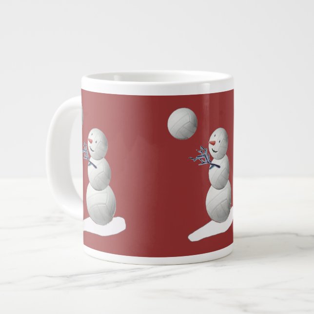 Caneca De Café Grande Snowman De Voleibol (Frente Esquerda)