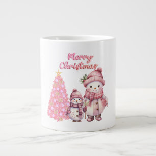Caneca De Café Grande Snowman Pink Christmas Specialty Mug