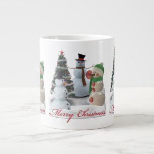 Caneca De Café Grande SnowPals Feliz Natal roteiro vermelho