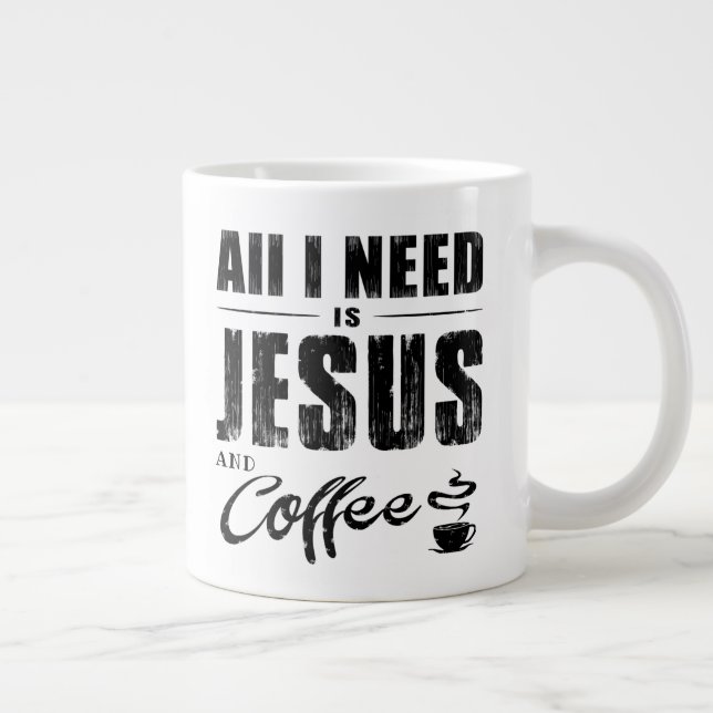Caneca De Café Grande Só Preciso De Jesus E Café   (Direita)