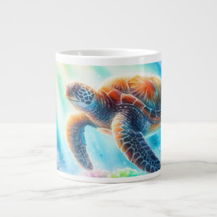 Caneca De Café Grande Sob a tartaruga marinha oceânica