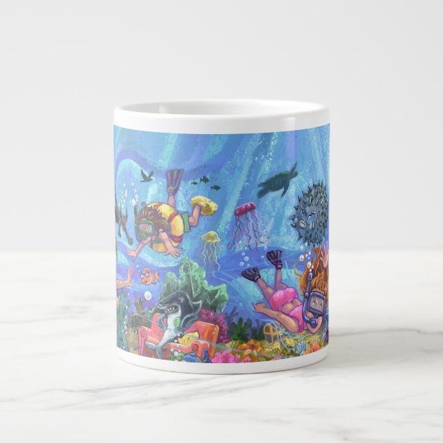 Caneca De Café Grande Sob o mar (Frente)