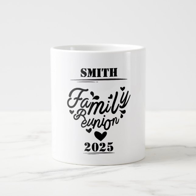Caneca De Café Grande [Sobrenome] Reunião Familiar - [Ano] (Frente)