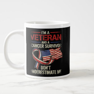 Caneca De Café Grande Sobrevivente de Câncer Veterano Não Me Subestime