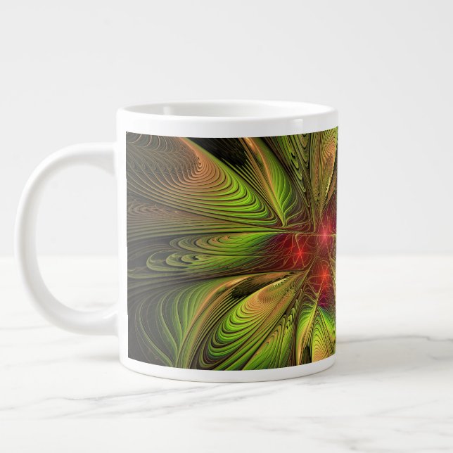 Caneca De Café Grande Soft and tenderness fractal fantasy flowers (Esquerda)