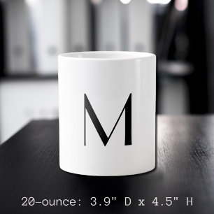 Caneca De Café Grande sólido branco - adicionar monograma preto