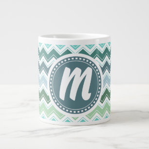Caneca De Café Grande Sombras do padrão de Chevron Elegante Verde