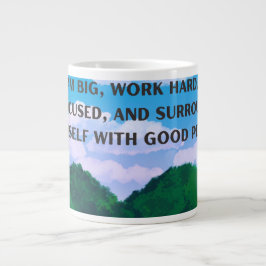 Caneca De Café Grande 'Sonhe Grande, Trabalhe Duro' Paisagem Motivaciona