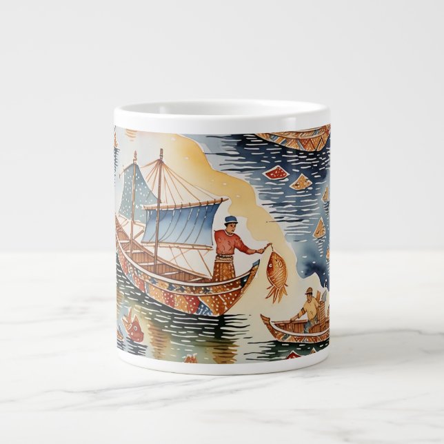 Caneca De Café Grande Sonho de Batik, Java Batik Specialty Mug (Frente)