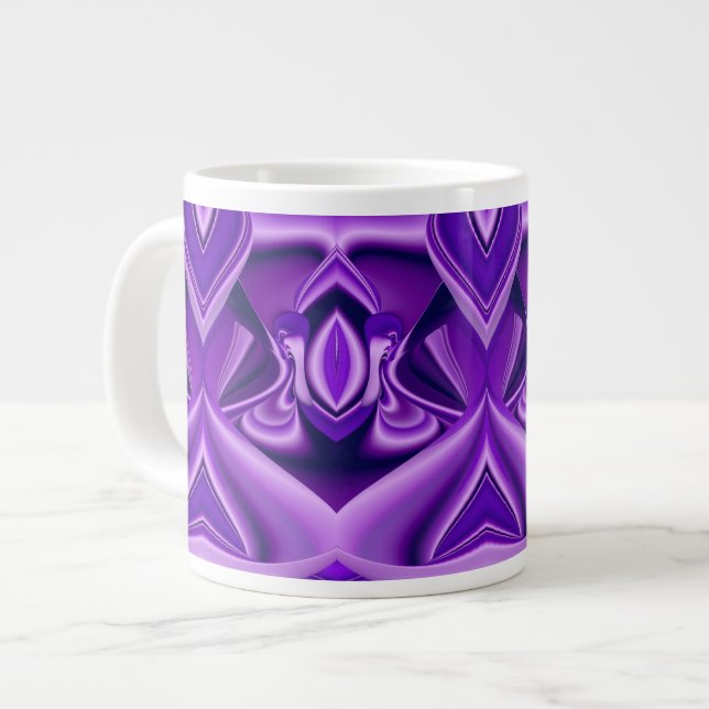 Caneca De Café Grande Sonhos de Arco-Íris de Flor Roxo (Frente Esquerda)