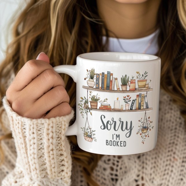 Caneca De Café Grande Sorry I'm Booked Book Lover (Sorry I'm Booked Book Reader Coffee Mug)