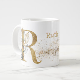 Caneca De Café Grande Sorvete de sopa "R" Jumbo Mug Monograma