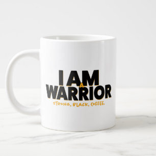 Caneca De Café Grande Sou um guerreiro... forte. Preto. Café.Jumbo Mug