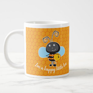 Caneca De Café Grande "Sou uma abelha feliz"