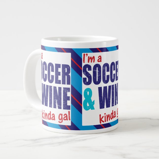 Caneca De Café Grande Sou uma taça de futebol e vinho (Frente Esquerda)