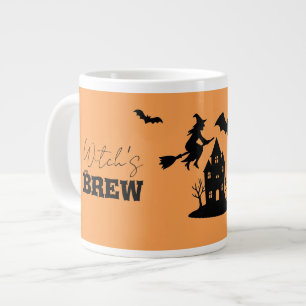 Caneca De Café Grande Spooky Haunted House & Witch Silhouette  