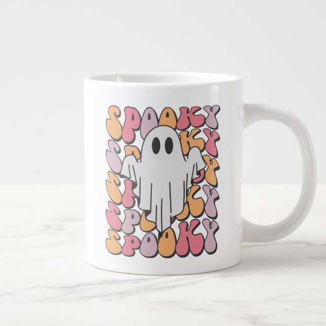 Caneca De Café Grande Spooky Retro Ghost (Direita)