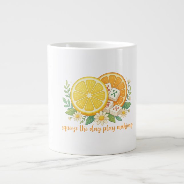 Caneca De Café Grande Squeeze The Day Play Mahjong Citrus (Frente)