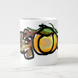 Caneca De Café Grande Squirrel pumpkins 