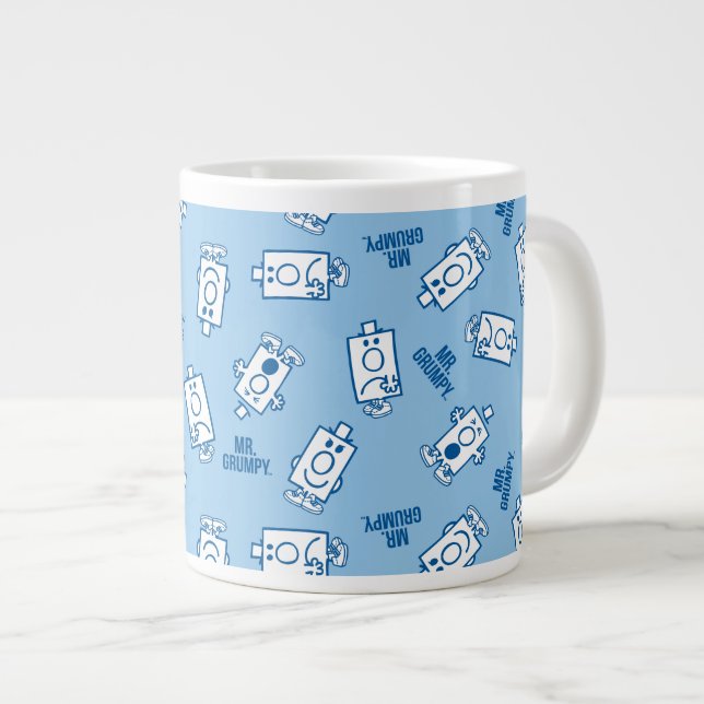 Caneca De Café Grande Sr. Grumpy | Padrão de poço de emoção azul (Frente Esquerda)