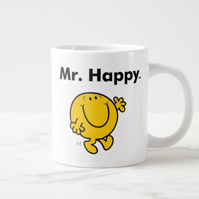 Caneca De Café Grande Sr. Men | O Sr. Happy É Sempre Feliz (Direita)