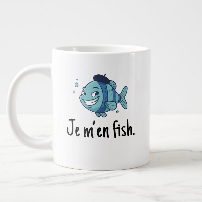 Caneca De Café Grande Standard Mug - Je m'en fish (Esquerda)