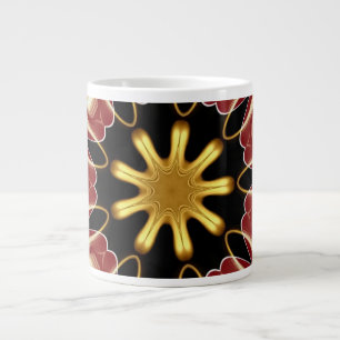 Caneca De Café Grande Starburst Jumbo Luxo Abstrato Carmesim e Dourado