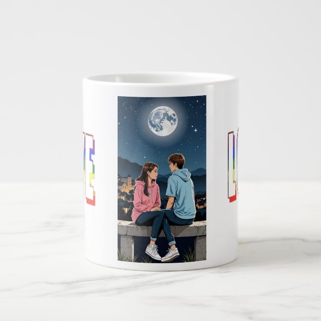 Caneca De Café Grande Starry-Eyed Romance (Frente)