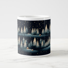 Caneca De Café Grande Starry Winter Forest Night Specialty Mug