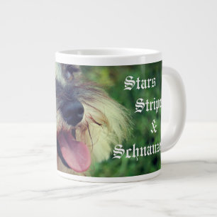 Caneca De Café Grande Stars Stripes e Schnauzers Patriótico