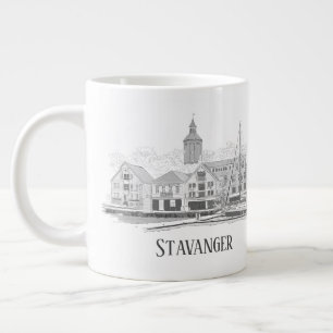 Caneca De Café Grande Stavanger Norway - Belo Desenho De Streetscape